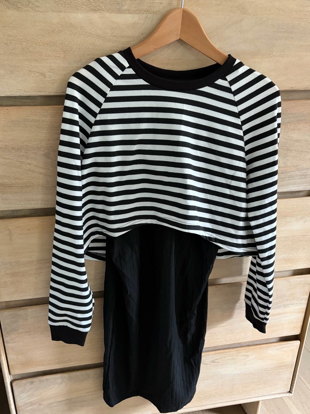 SHEIN Black and White Striped Layered Dress